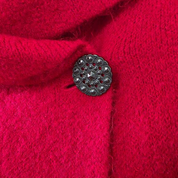 Adrienne Vittadini Wool Blend Jacket Red Asymmetrical Button Collar Womens M - Picture 5 of 10